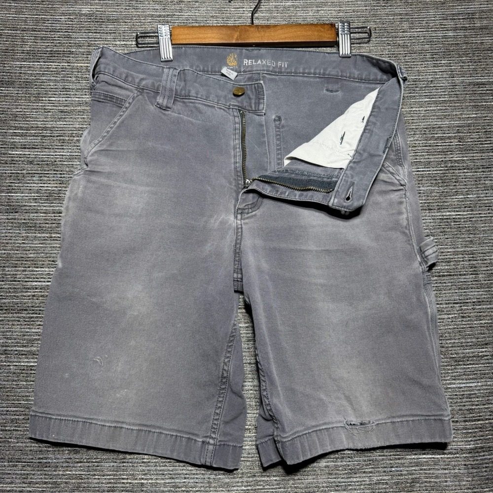 Carhartt Carpenter Shorts Men 33 Gray Relaxed Fit Stretch Workwear Utility